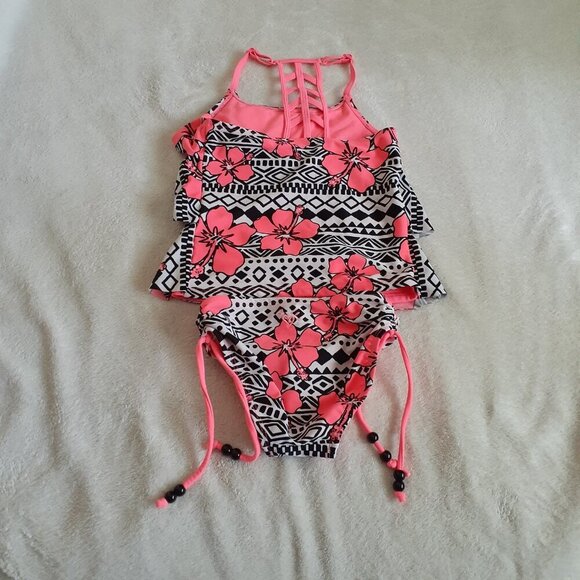 Bundle of 2 Justice Girl's Size 7 Pink Tankini Swimsuits - Picture 12 of 14